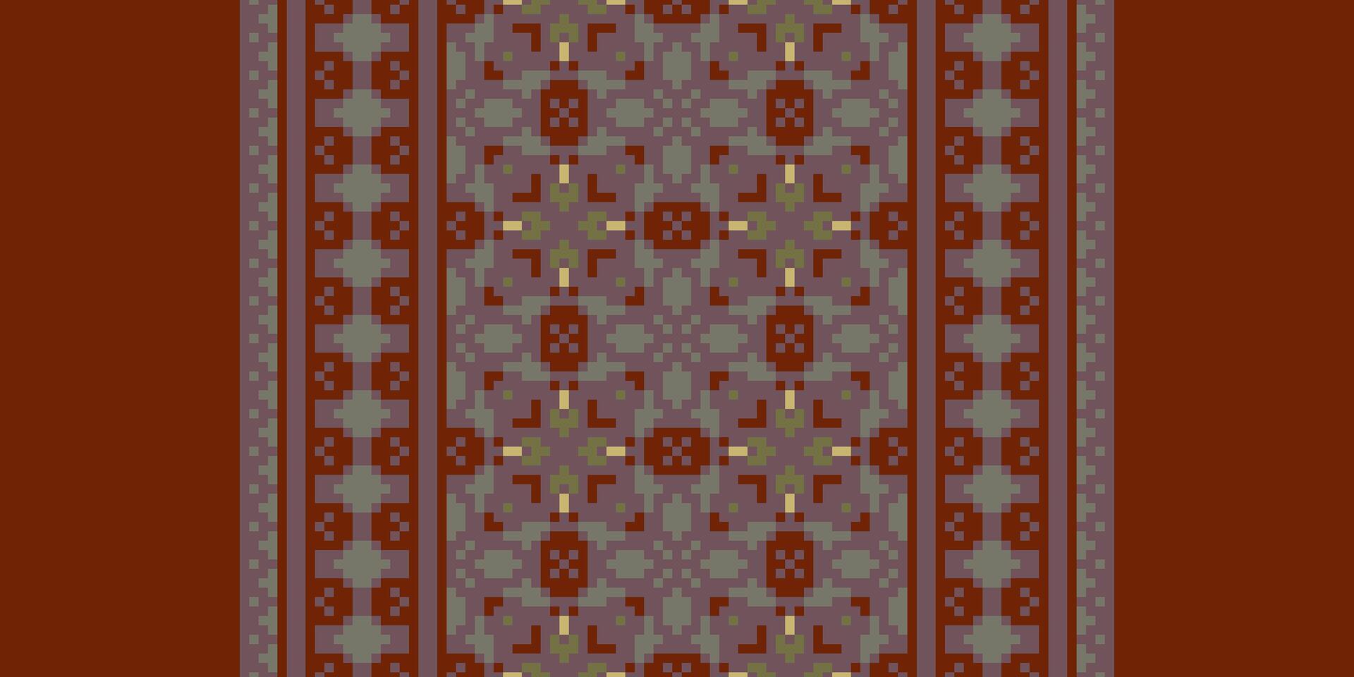Tissue Dupatta Seamless Scandinavian pattern Motif embroidery, Pixel Ikat embroidery Design for Print egyptian pattern tibetan mandala bandanna vector