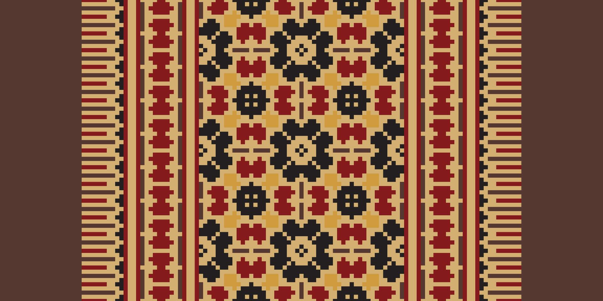 Silk fabric Patola sari Pattern Seamless Bandana print silk Motif embroidery, Pixel Ikat embroidery Design for Print Texture fabric saree sari carpet. kurta patola saree vector