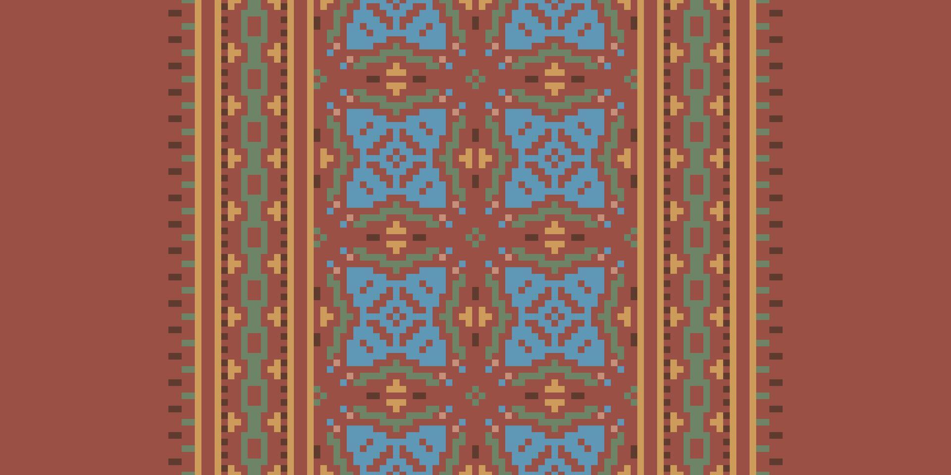 Peruvian pattern Seamless Bandana print silk Motif embroidery, Pixel Ikat embroidery Design for Print lace pattern turkish ceramic ancient egypt art jacquard pattern vector