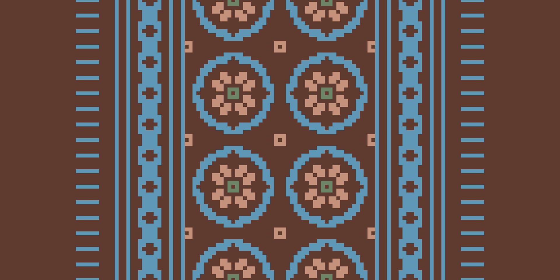Peruvian pattern Seamless Bandana print silk Motif embroidery, Pixel Ikat embroidery Design for Print figure tribal ink on cloth patola sari vector