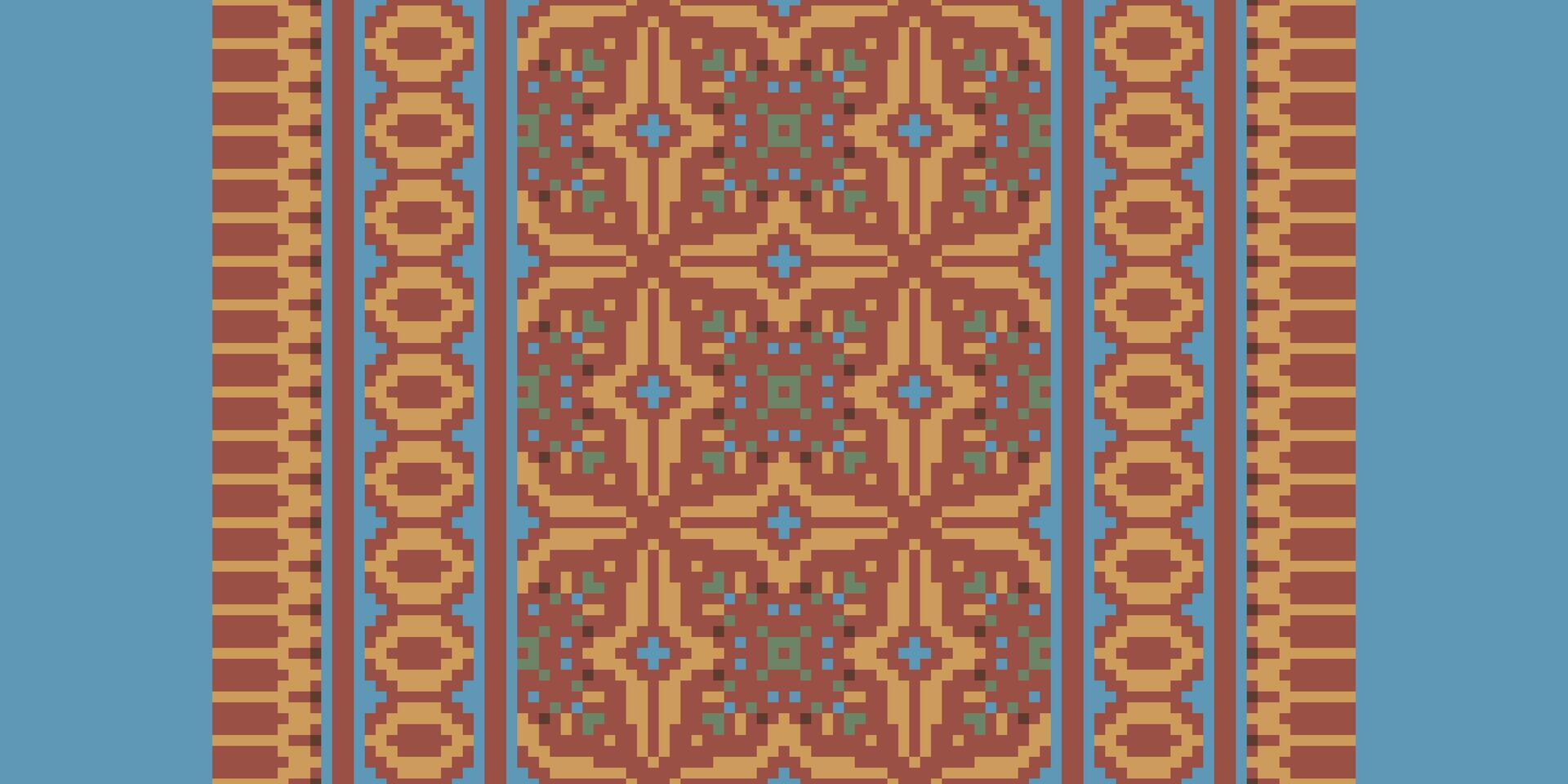 Peruvian pattern Seamless Bandana print silk Motif embroidery, Pixel Ikat embroidery Design for Print pattern vintage flower folk navajo patchwork pattern vector