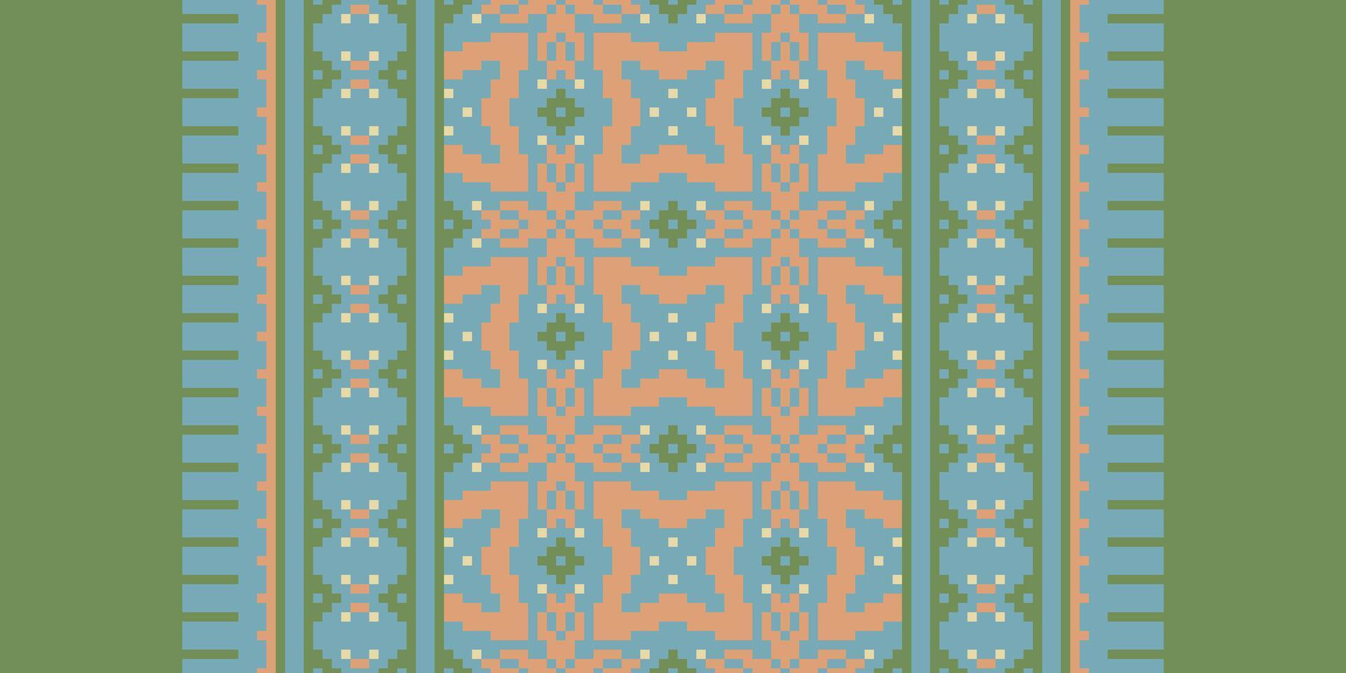 Peruvian pattern Seamless Mughal architecture Motif embroidery, Pixel Ikat embroidery Design for Print pattern vintage flower folk navajo patchwork pattern vector