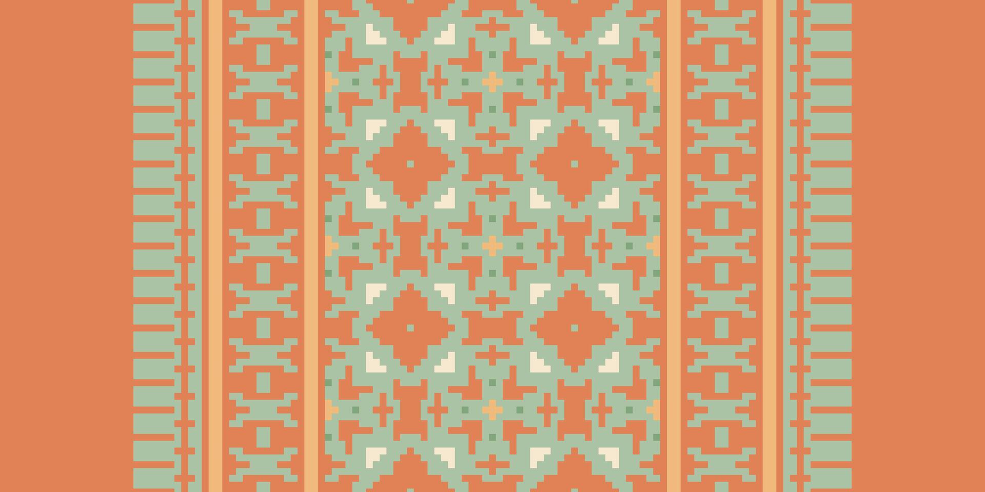 Patola sari Seamless Native American, Motif embroidery, Pixel Ikat embroidery Design for Print endless arabesque cloth dupatta shawl bandana print silk kurta men vector