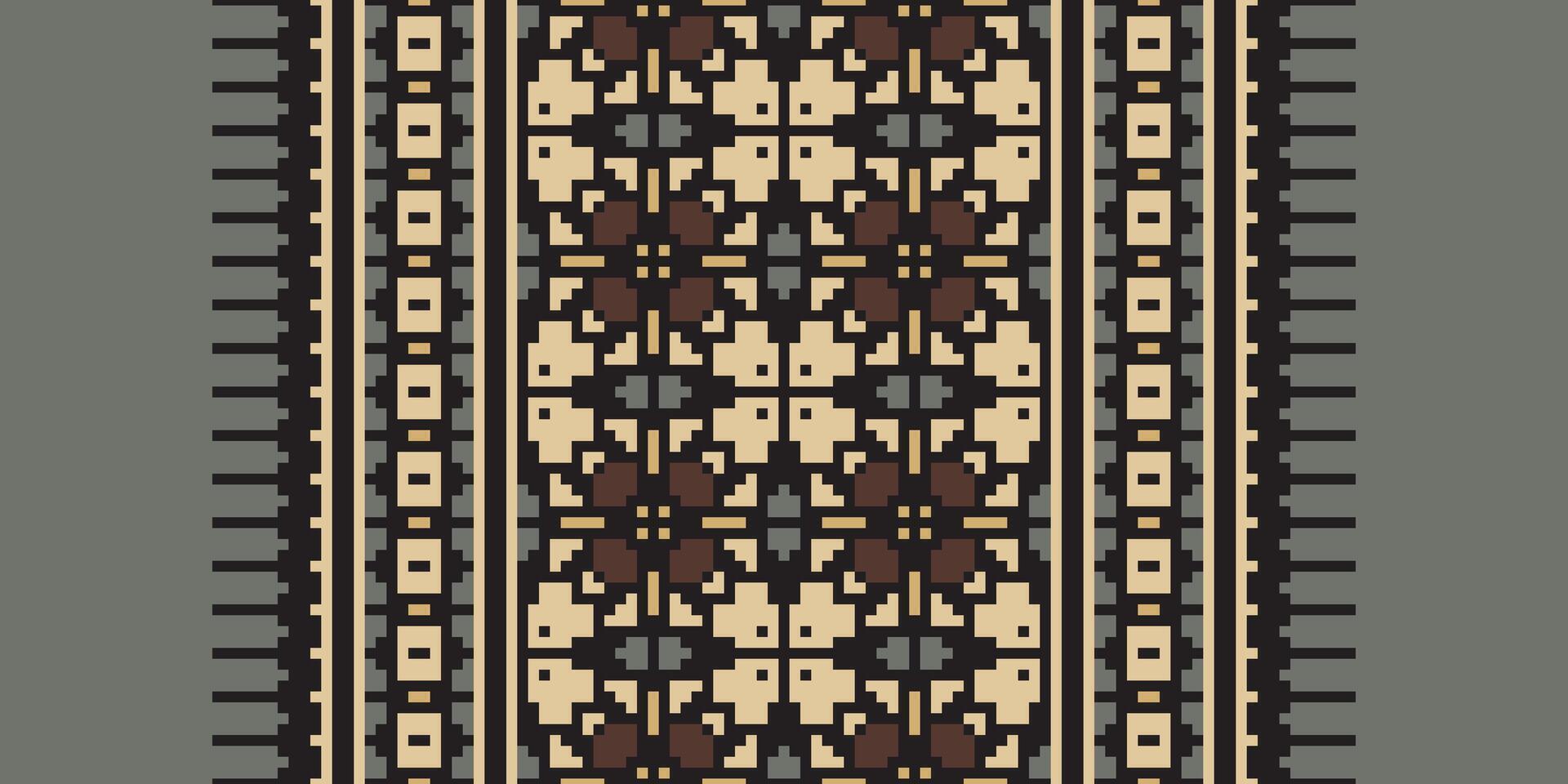 Silk fabric Patola sari Pattern Seamless Bandana print silk Motif embroidery, Pixel Ikat embroidery Design for Print kurta pattern mughal motifs tapestry pattern floral repeat vector