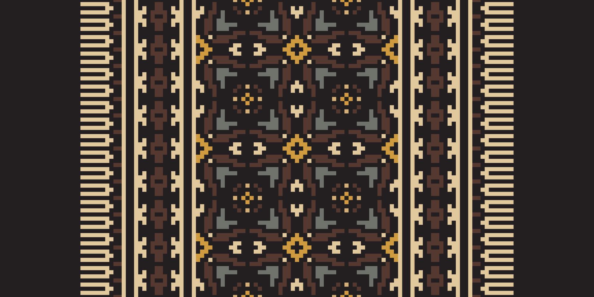 Silk fabric Patola sari Pattern Seamless Bandana print silk Motif embroidery, Pixel Ikat embroidery Design for Print tapestry floral kimono repeat pattern lacing spanish motif vector