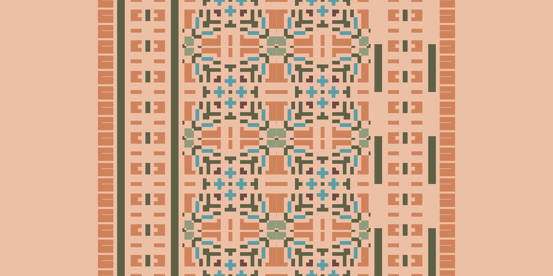 Patola sari Seamless Mughal architecture Motif embroidery, Pixel Ikat embroidery Design for Print Texture fabric saree sari carpet. kurta patola saree vector