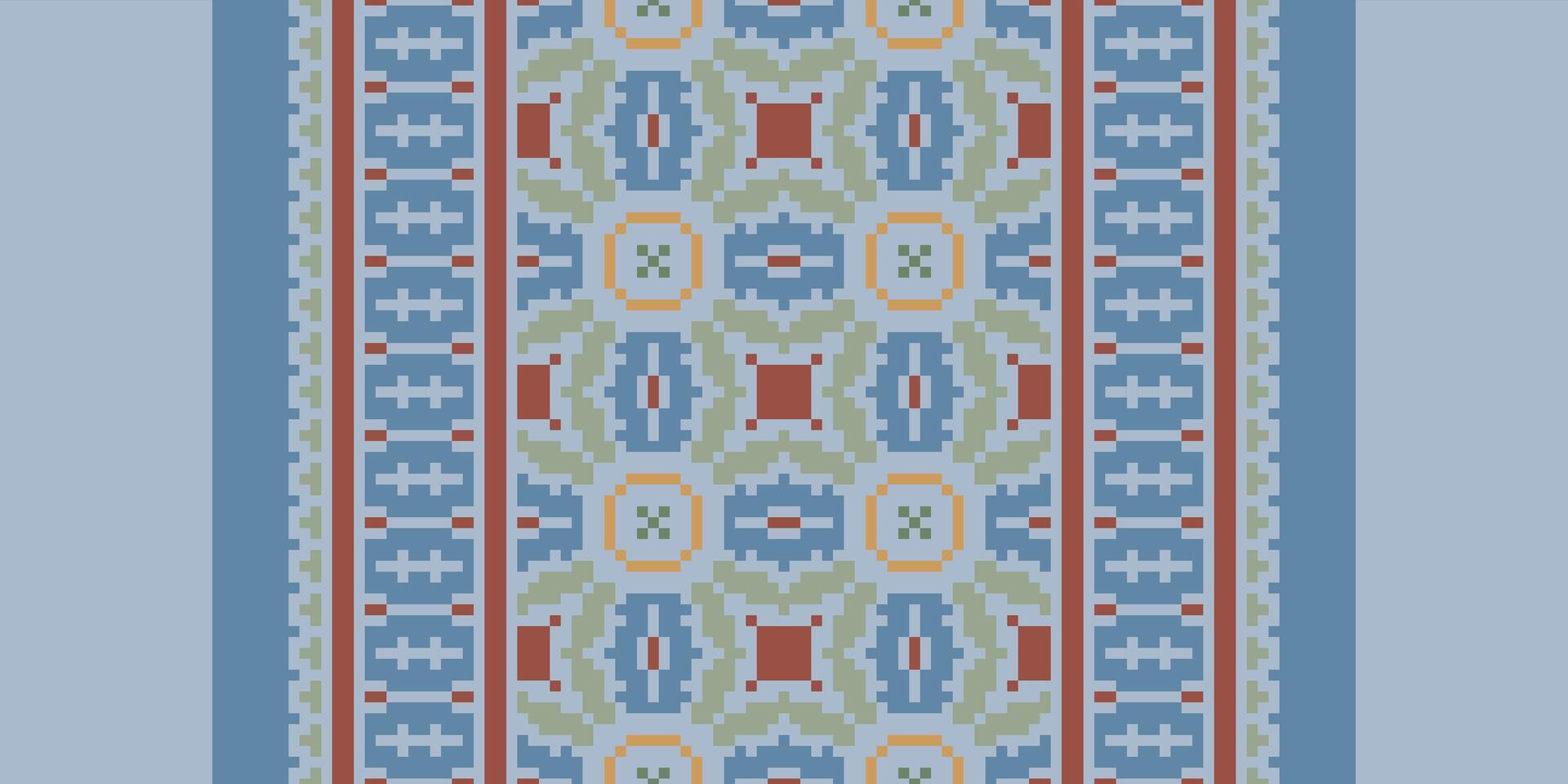Patola sari Seamless Mughal architecture Motif embroidery, Pixel Ikat embroidery Design for Print 60s paisley tie dye damascus ornament rugs hipster kurta pajama vector