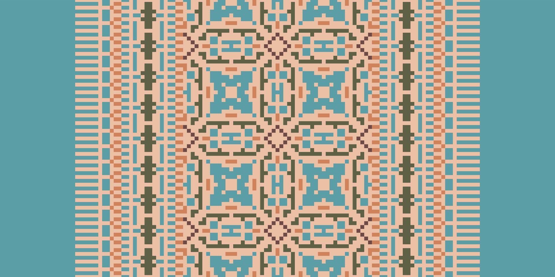 Patola sari Seamless Australian aboriginal pattern Motif embroidery, Pixel Ikat embroidery Design for Print egyptian pattern tibetan mandala bandanna vector