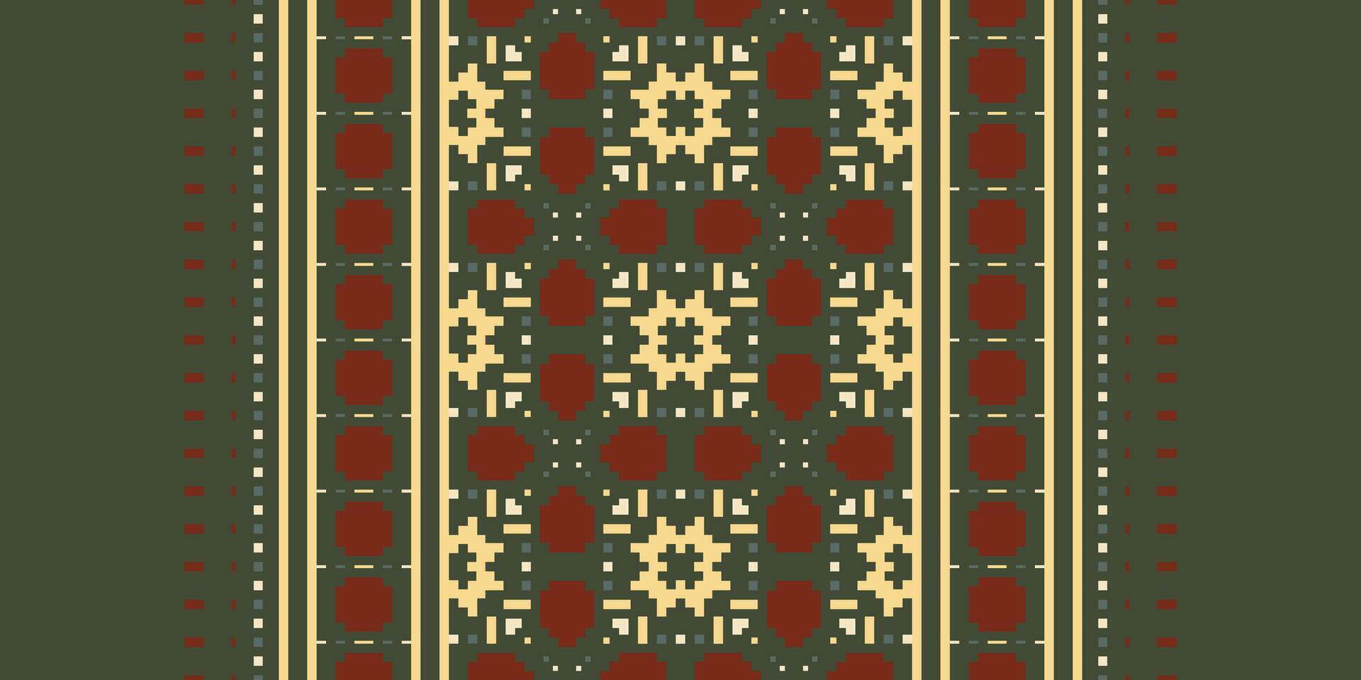 Silk fabric Patola sari Pattern Seamless Bandana print silk Motif embroidery, Pixel Ikat embroidery Design for Print figure tribal ink on cloth patola sari vector