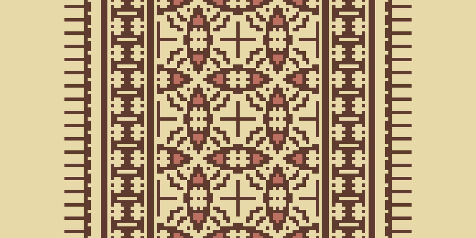 Patola sari Seamless Mughal architecture Motif embroidery, Pixel Ikat embroidery Design for Print pattern vintage flower folk navajo patchwork pattern vector