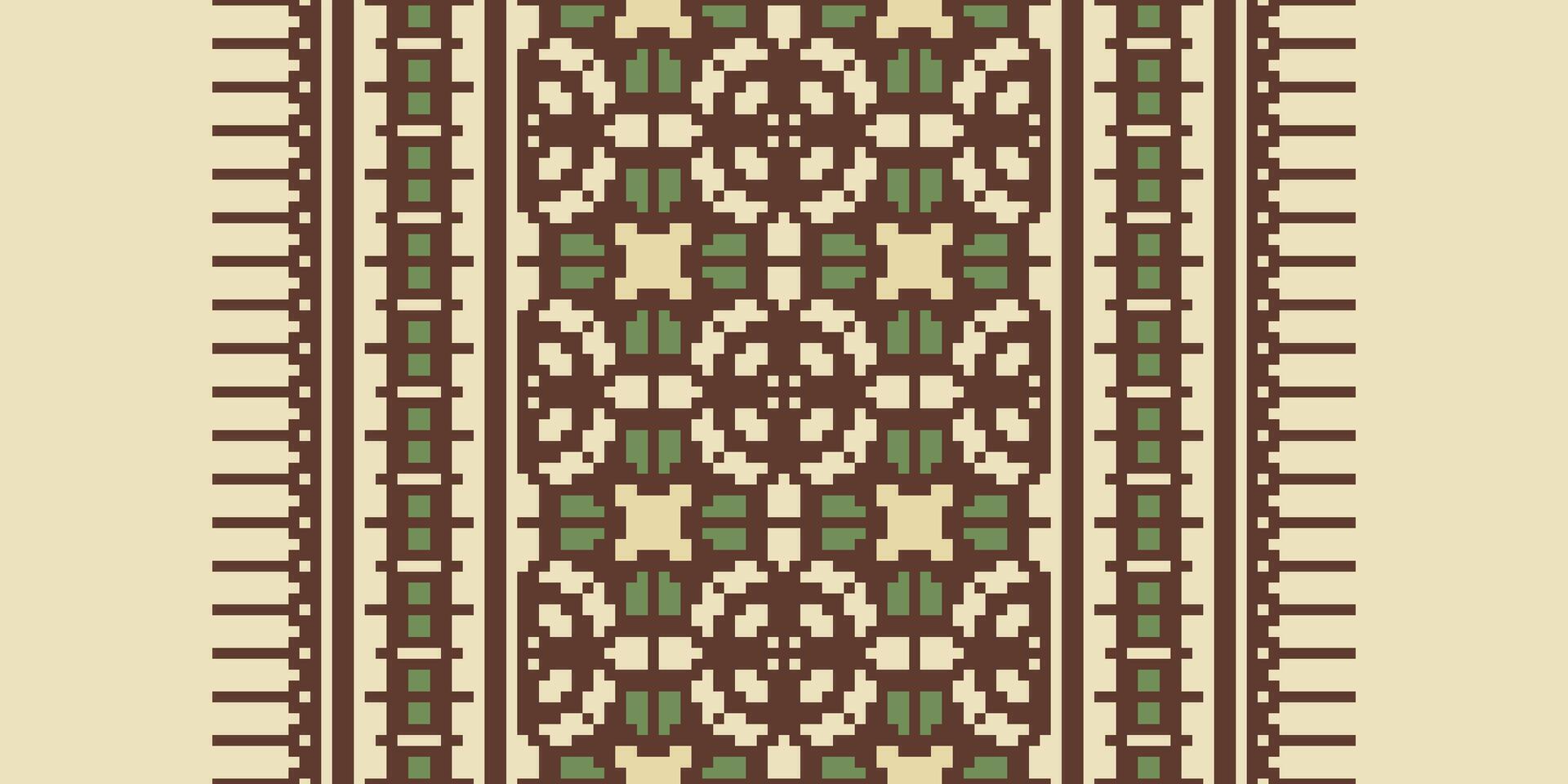 Patola sari Seamless Mughal architecture Motif embroidery, Pixel Ikat embroidery Design for Print border embroidery ancient egypt vector