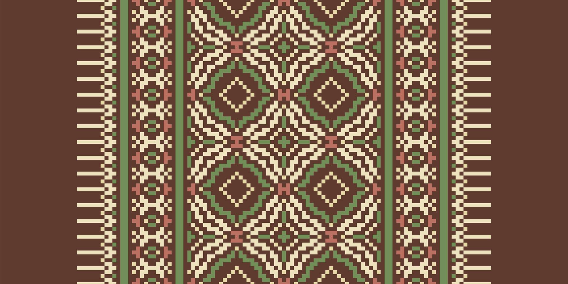 Patola sari Seamless Mughal architecture Motif embroidery, Pixel Ikat embroidery Design for Print figure tribal ink on cloth patola sari vector