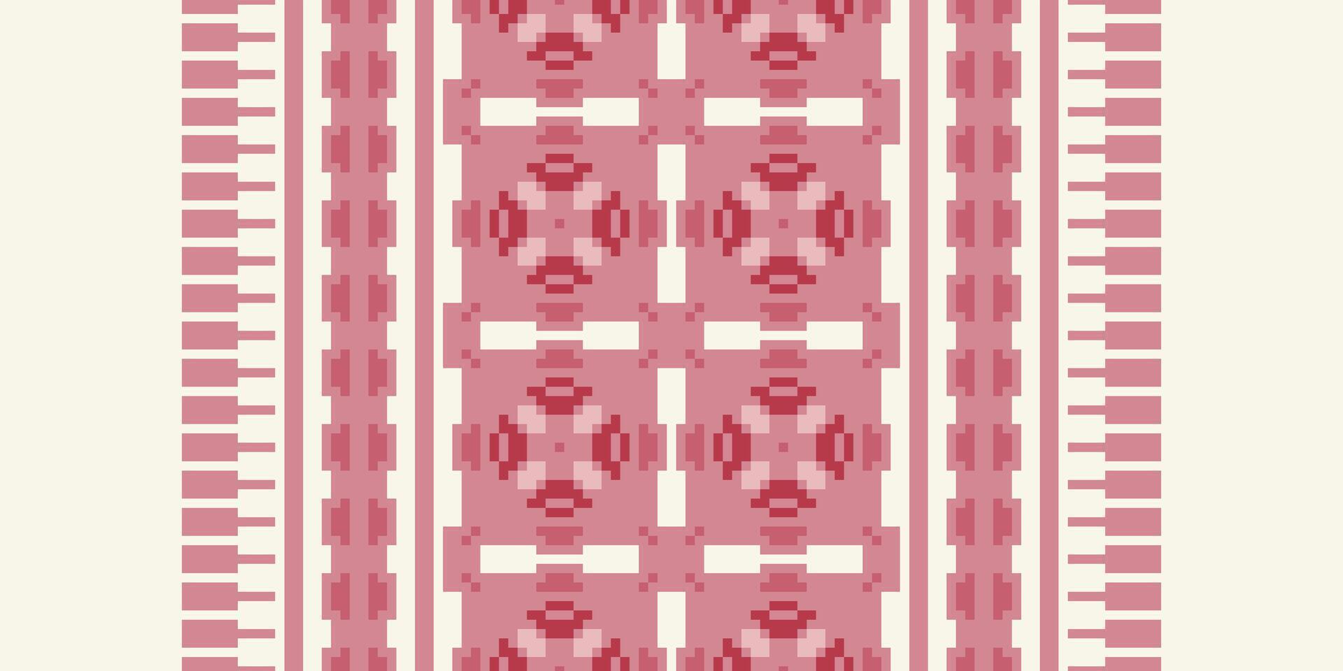 Patola sari Seamless Scandinavian pattern Motif embroidery, Pixel Ikat embroidery Design for Print indigenous art aboriginal art pattern floral kurti mughal border vector