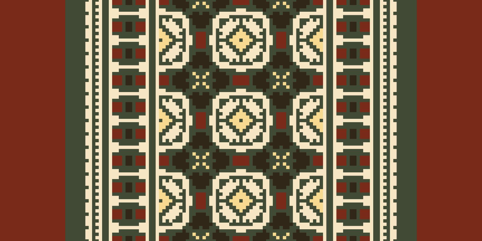 Silk fabric Patola sari Pattern Seamless Bandana print silk Motif embroidery, Pixel Ikat embroidery Design for Print egyptian pattern tibetan mandala bandanna vector