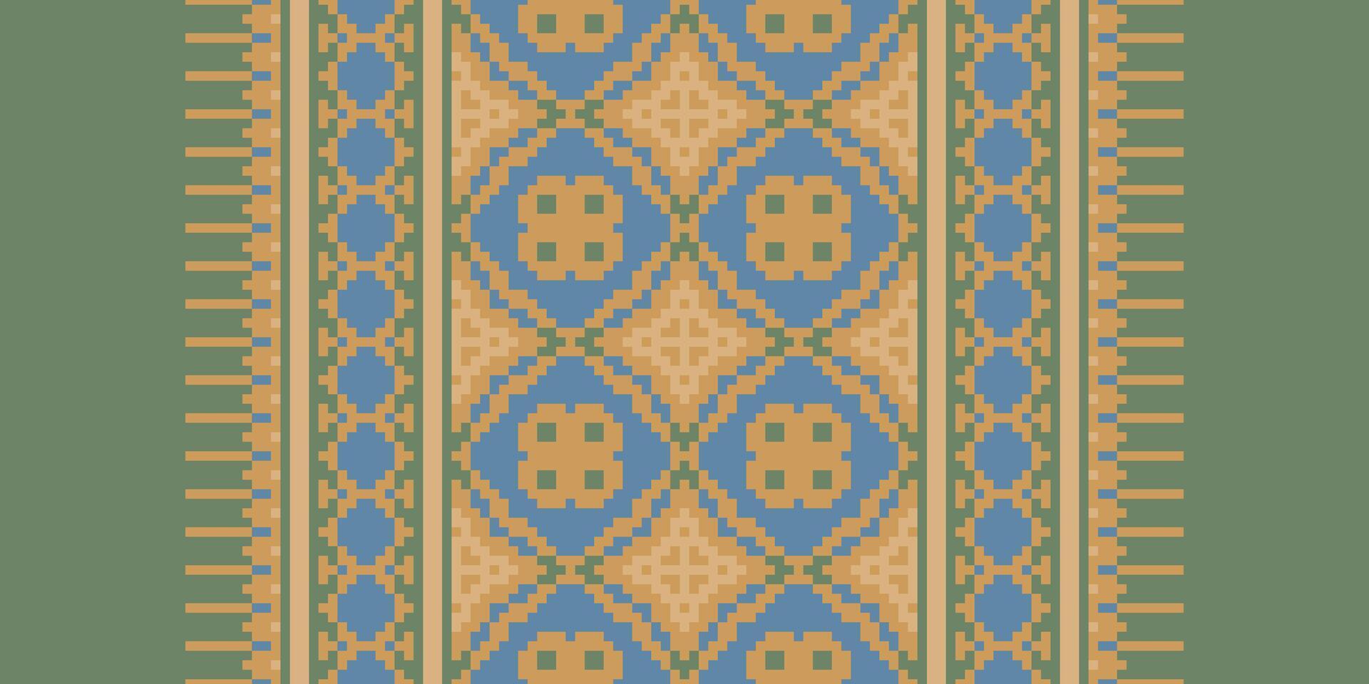 Patola sari Seamless Scandinavian pattern Motif embroidery, Pixel Ikat embroidery Design for Print figure tribal ink on cloth patola sari vector