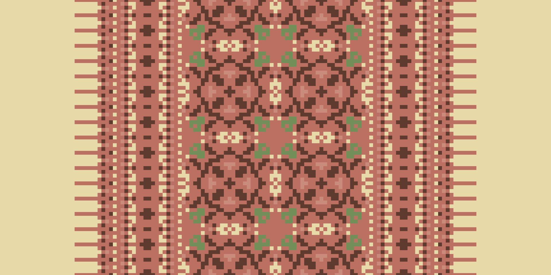 Kilim Pattern Seamless Native American, Motif embroidery, Pixel Ikat embroidery Design for Print endless arabesque cloth dupatta shawl bandana print silk kurta men vector