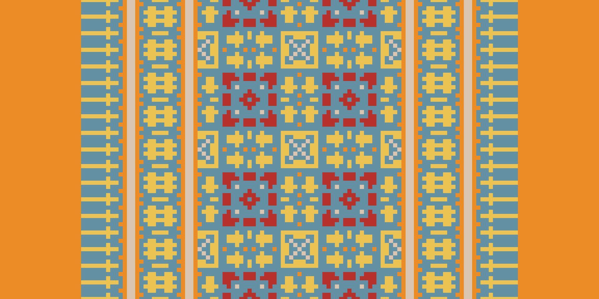 Kilim Pattern Seamless Bandana print silk Motif embroidery, Pixel Ikat embroidery Design for Print lace pattern turkish ceramic ancient egypt art jacquard pattern vector