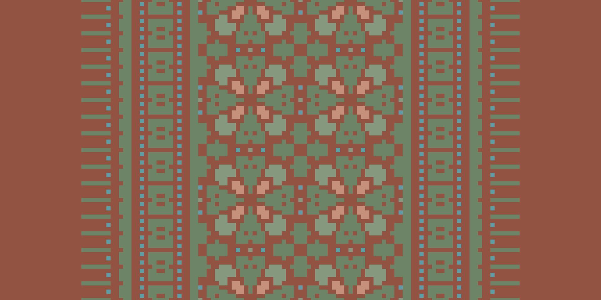 Kilim Pattern Seamless Bandana print silk Motif embroidery, Pixel Ikat embroidery Design for Print indigenous art aboriginal art pattern floral kurti mughal border vector