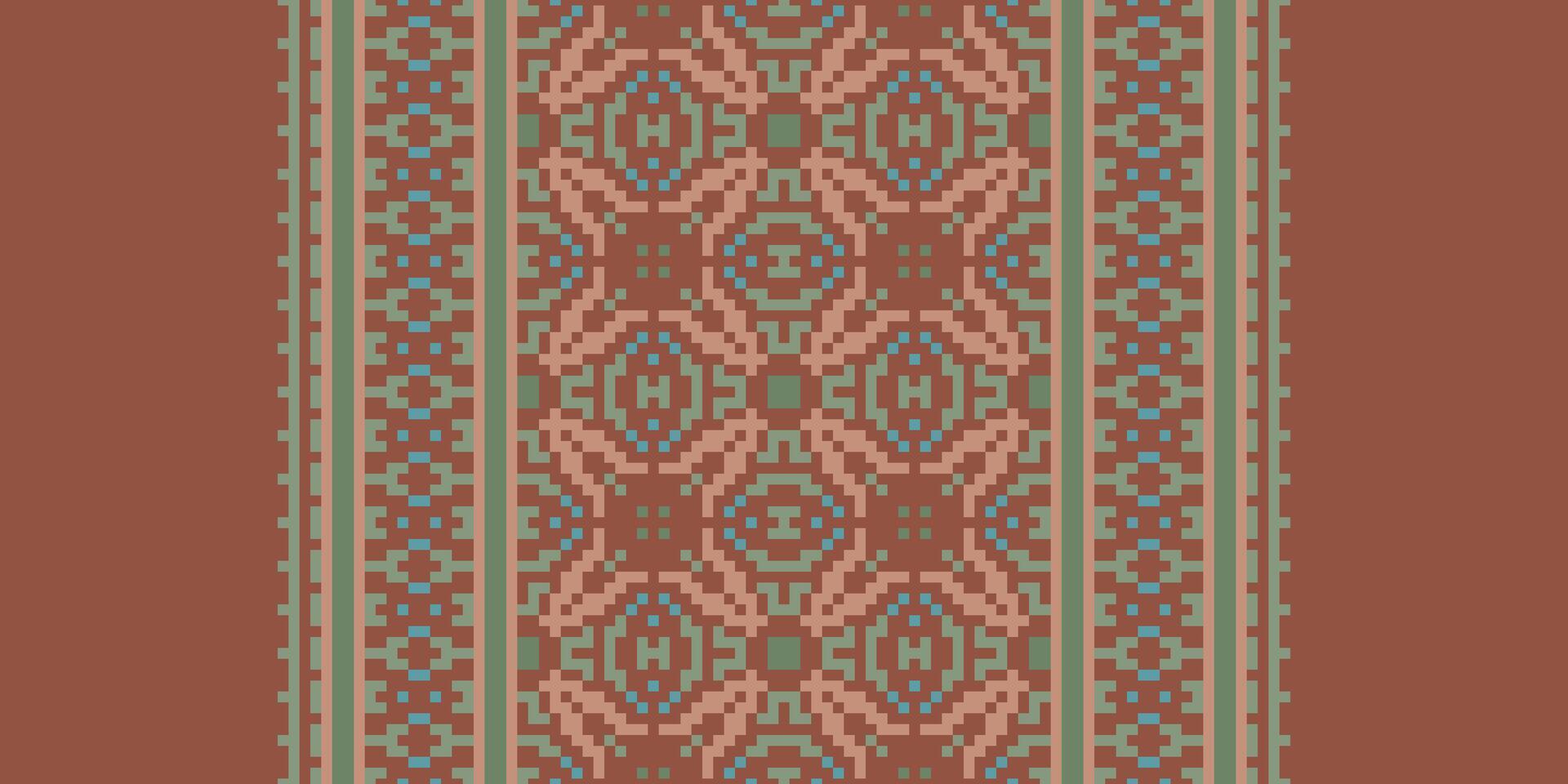 Kilim Pattern Seamless Bandana print silk Motif embroidery, Pixel Ikat embroidery Design for Print scarf hijab pattern kerchief Pixel Ikat Silk kurti model mughal patterns vector