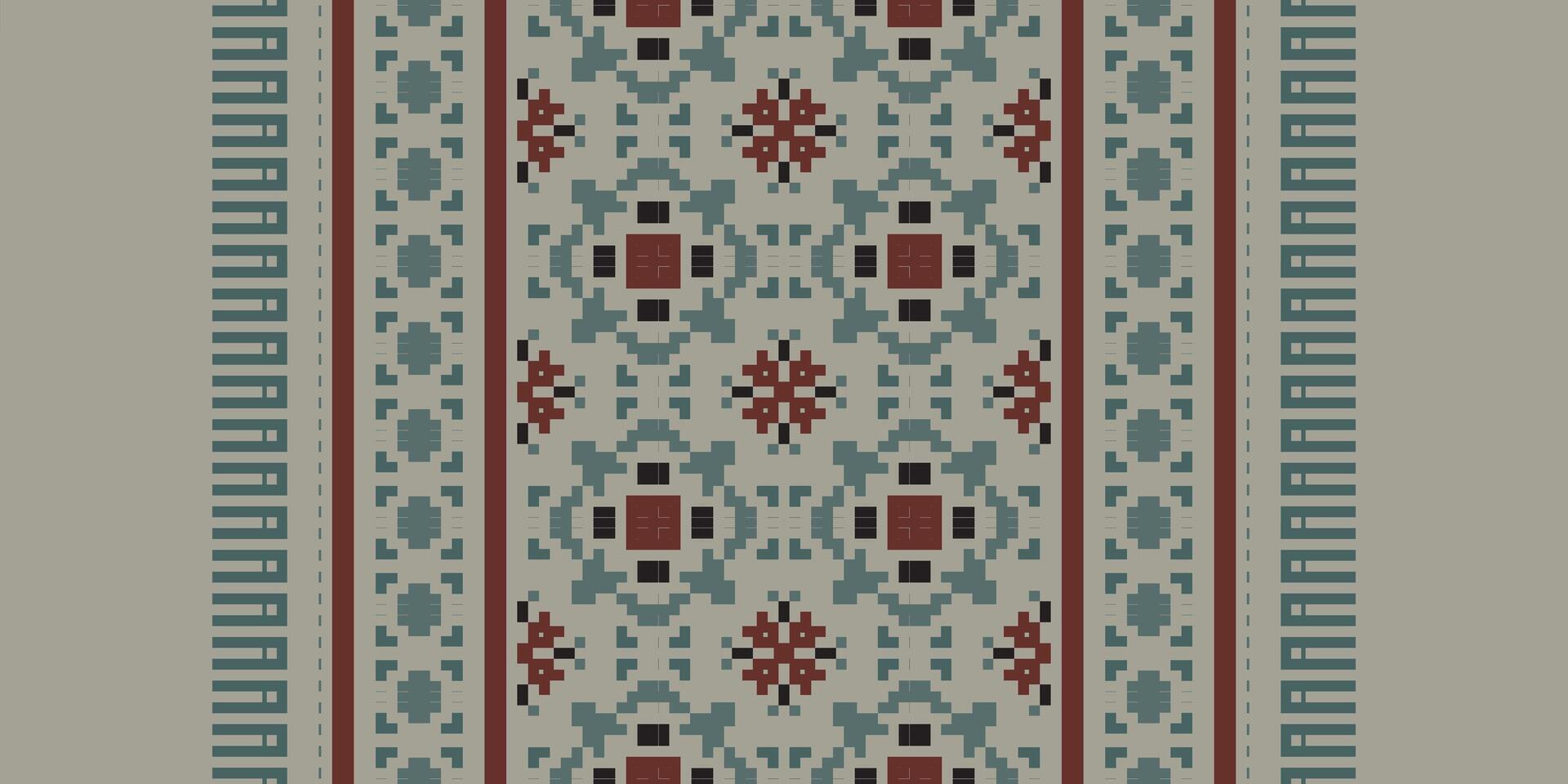 Kilim Pattern Seamless Bandana print silk Motif embroidery, Pixel Ikat embroidery Design for Print egyptian pattern tibetan mandala bandanna vector