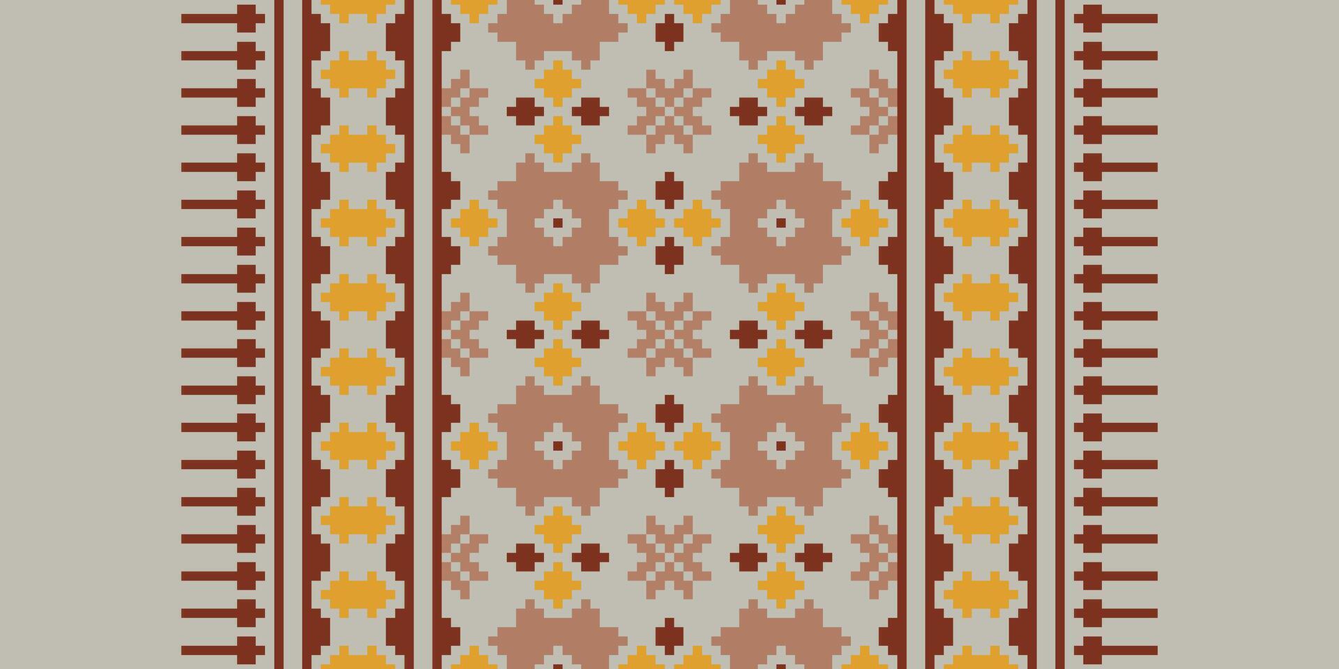 Kilim Pattern Seamless Mughal architecture Motif embroidery, Pixel Ikat embroidery Design for Print endless arabesque cloth dupatta shawl bandana print silk kurta men vector