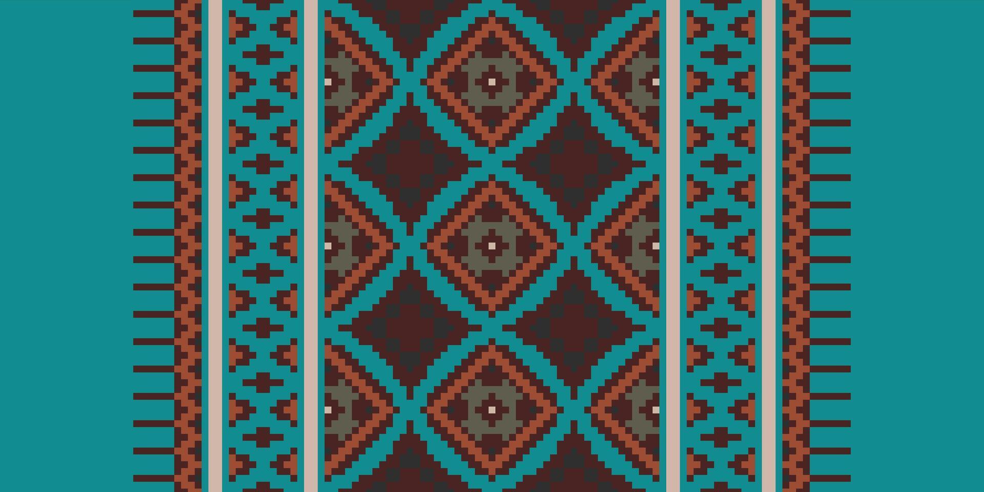 Kilim Pattern Seamless Scandinavian pattern Motif embroidery, Pixel Ikat embroidery Design for Print tapestry floral kimono repeat pattern lacing spanish motif vector