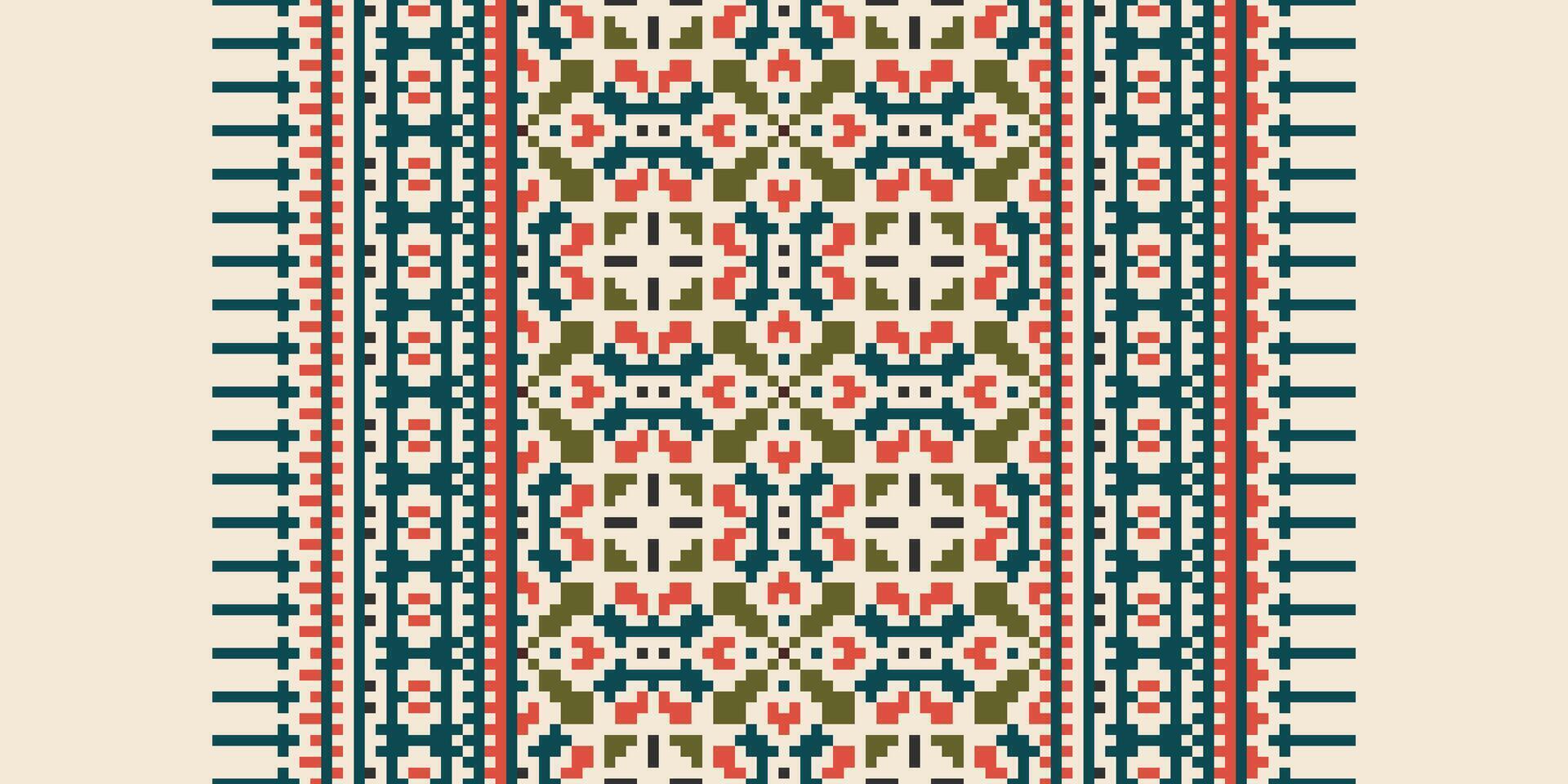 Dupatta Pattern Seamless Native American, Motif embroidery, Pixel Ikat embroidery Design for Print scandinavian pattern saree ethnic nativity gypsy pattern vector