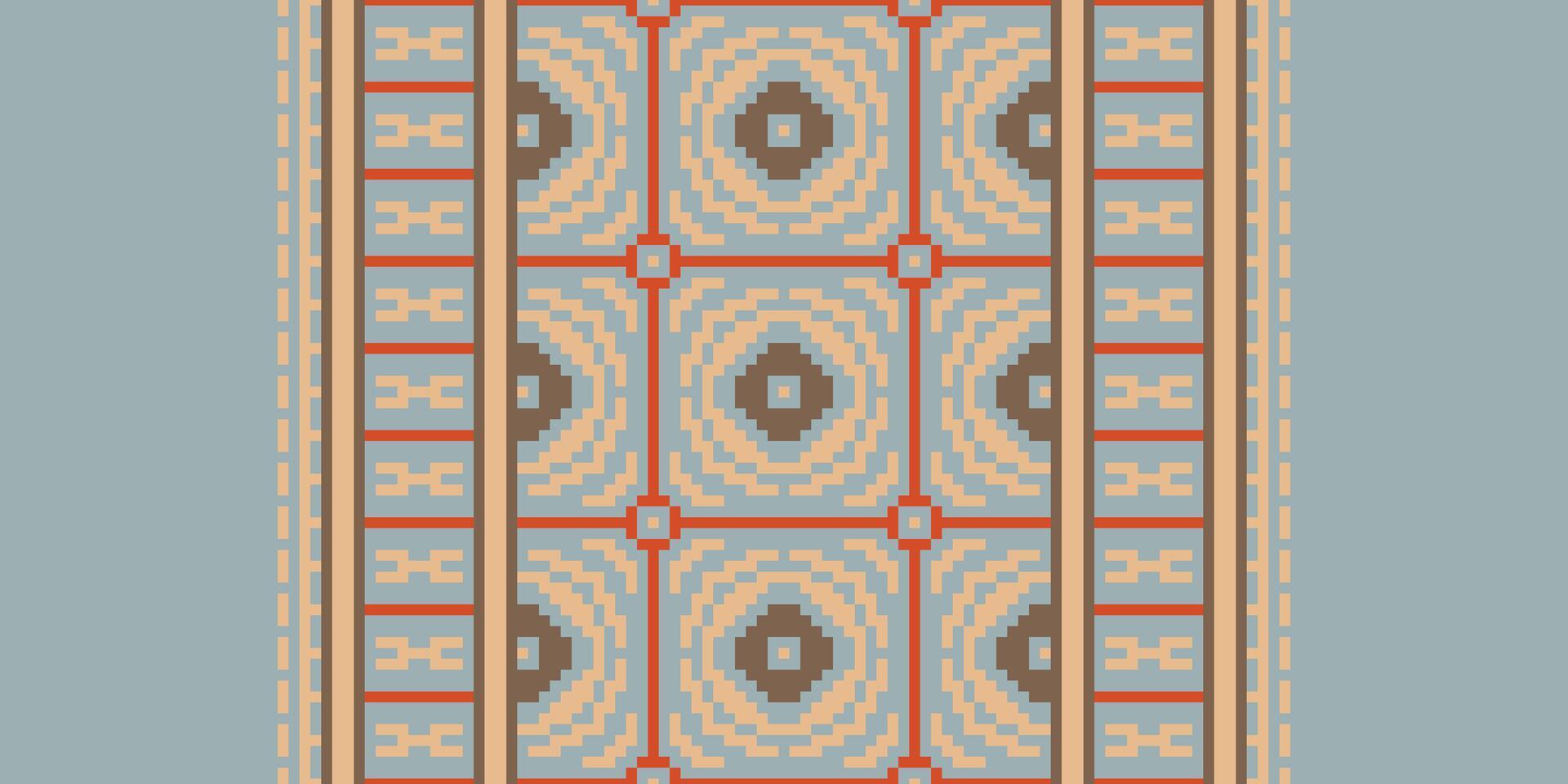 Dupatta Pattern Seamless Bandana print silk Motif embroidery, Pixel Ikat embroidery Design for Print tapestry floral kimono repeat pattern lacing spanish motif vector