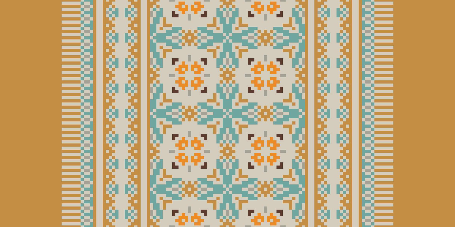 Dupatta Pattern Seamless Australian aboriginal pattern Motif embroidery, Pixel Ikat embroidery Design for Print endless arabesque cloth dupatta shawl bandana print silk kurta men vector