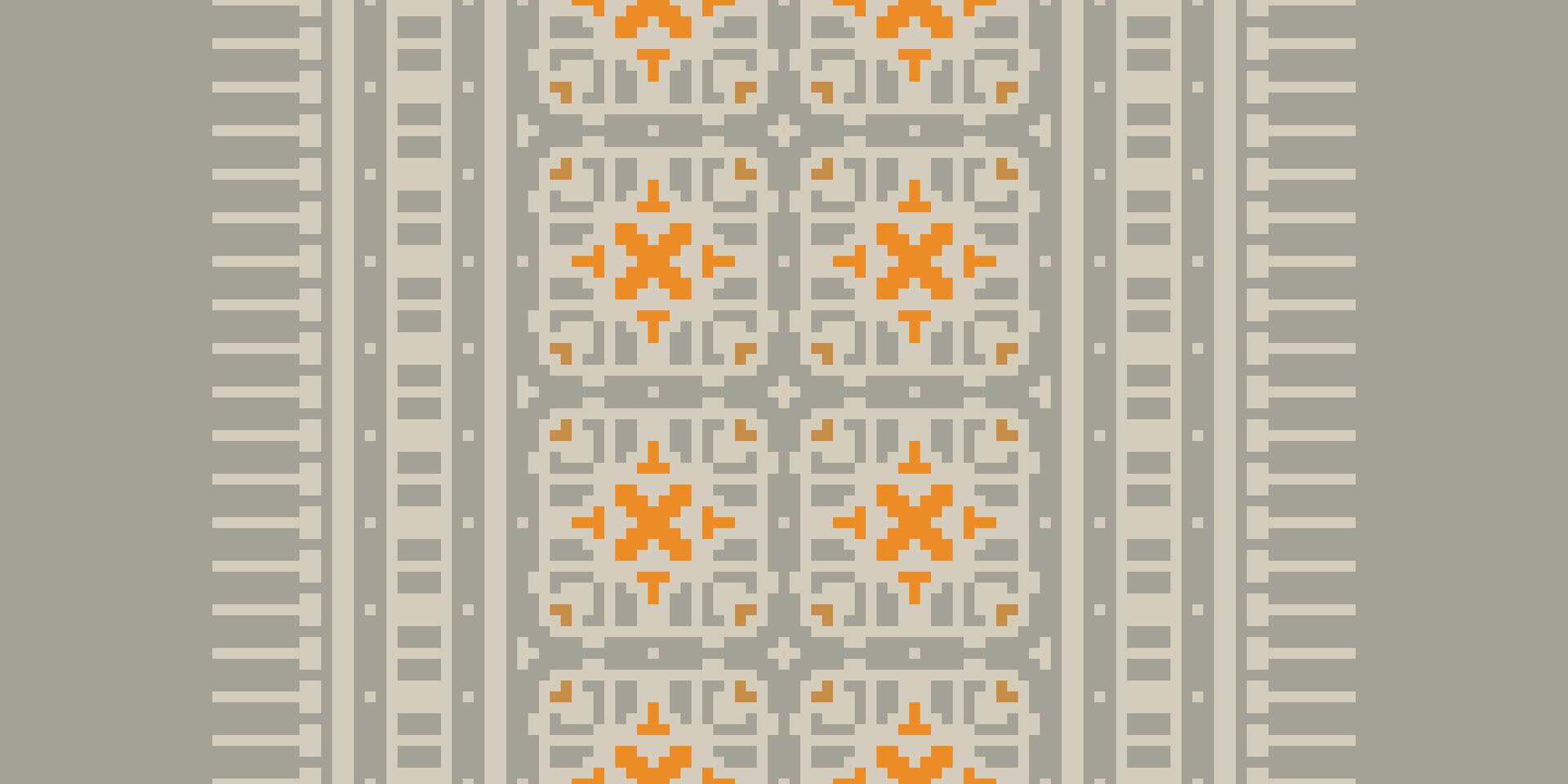 Dupatta Pattern Seamless Australian aboriginal pattern Motif embroidery, Pixel Ikat embroidery Design for Print Texture fabric saree sari carpet. kurta patola saree vector