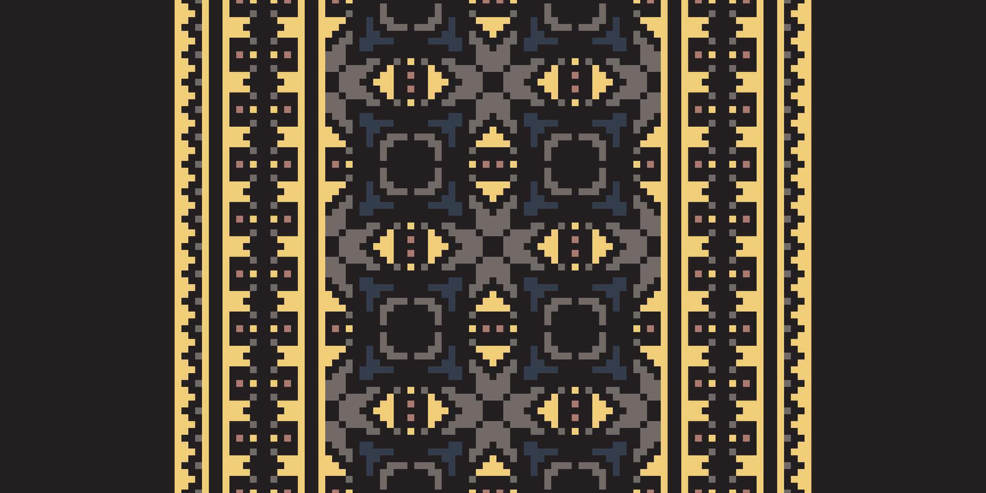 Dupatta Pattern Seamless Australian aboriginal pattern Motif embroidery, Pixel Ikat embroidery Design for Print egyptian pattern tibetan mandala bandanna vector