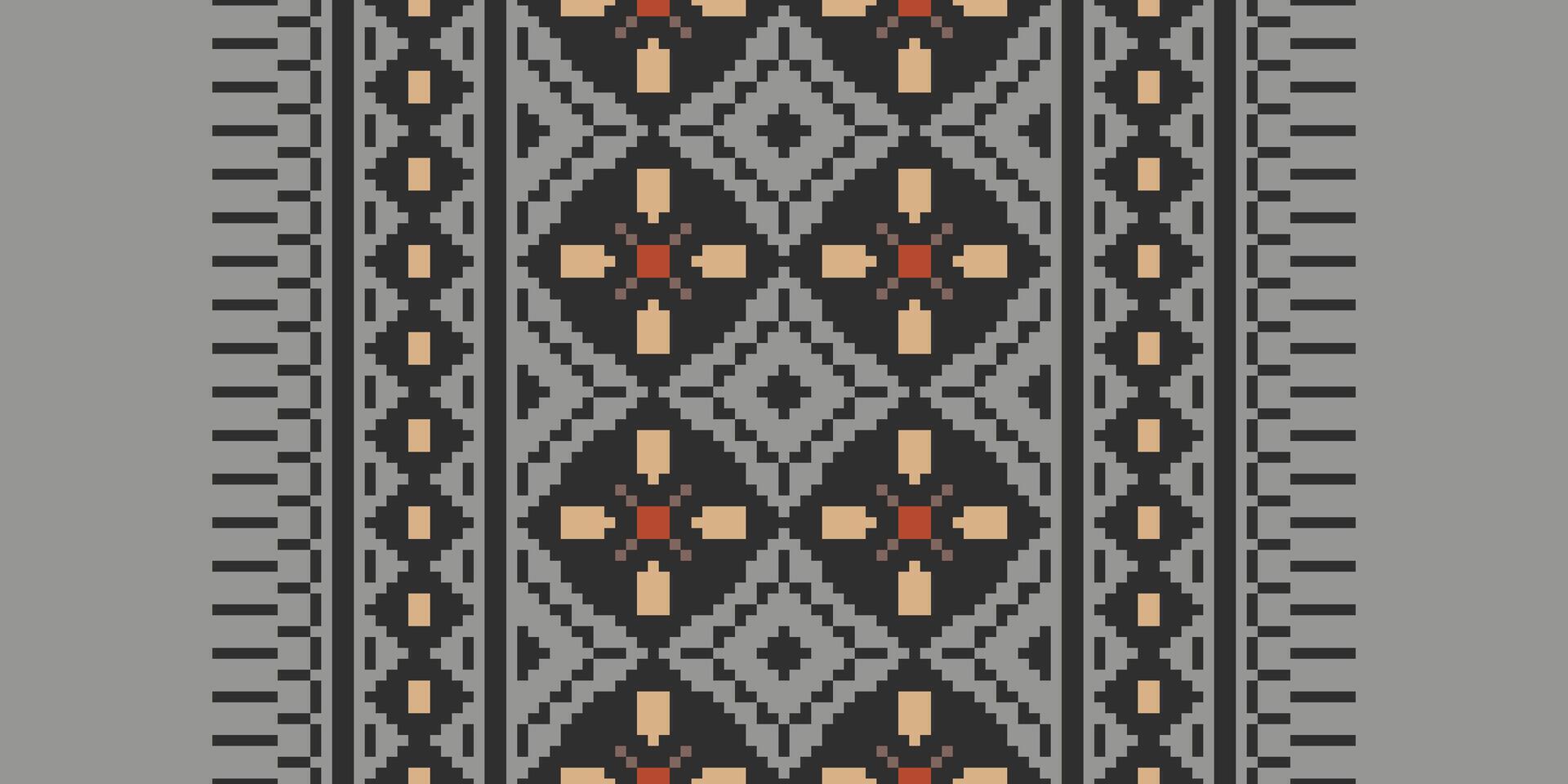 Dupatta Pattern Seamless Mughal architecture Motif embroidery, Pixel Ikat embroidery Design for Print egyptian pattern tibetan mandala bandanna vector