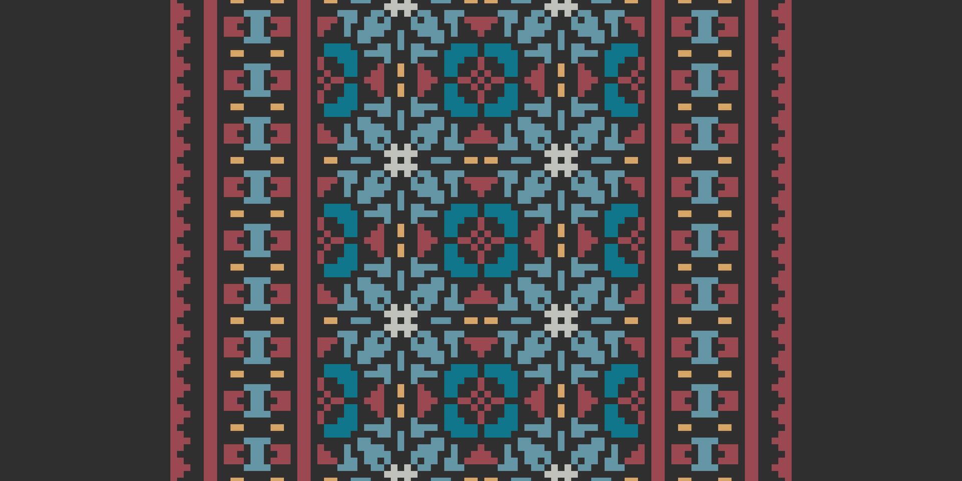 Dupatta Pattern Seamless Scandinavian pattern Motif embroidery, Pixel Ikat embroidery Design for Print indonesian batik motif embroidery native american kurta mughal design vector