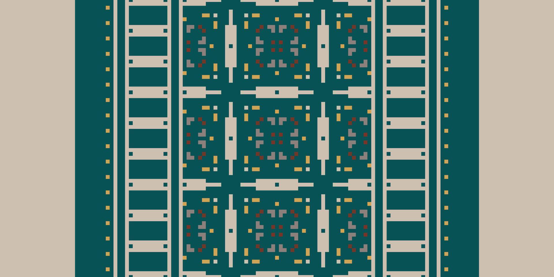 Dupatta Pattern Seamless Scandinavian pattern Motif embroidery, Pixel Ikat embroidery Design for Print egyptian pattern tibetan mandala bandanna vector