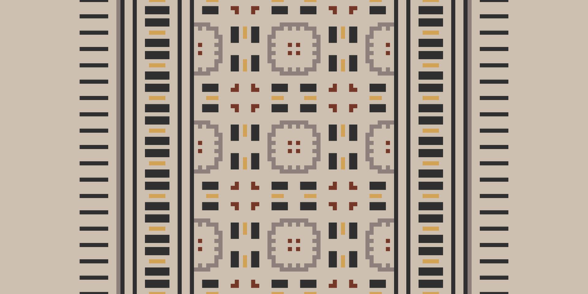 Dupatta Pattern Seamless Scandinavian pattern Motif embroidery, Pixel Ikat embroidery Design for Print figure tribal ink on cloth patola sari vector