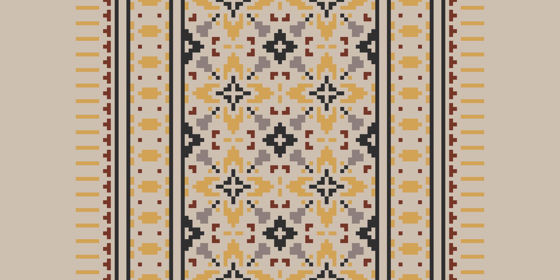 Dupatta Pattern Seamless Scandinavian pattern Motif embroidery, Pixel Ikat embroidery Design for Print border embroidery ancient egypt vector