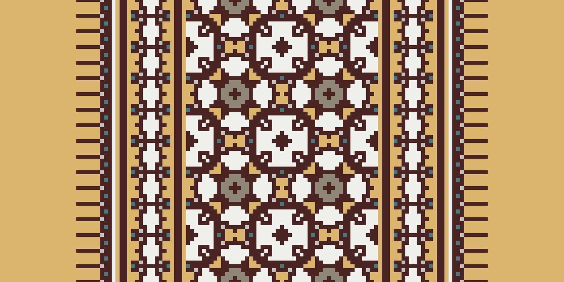 Salwar Pattern Seamless Native American, Motif embroidery, Pixel Ikat embroidery Design for Print endless arabesque cloth dupatta shawl bandana print silk kurta men vector