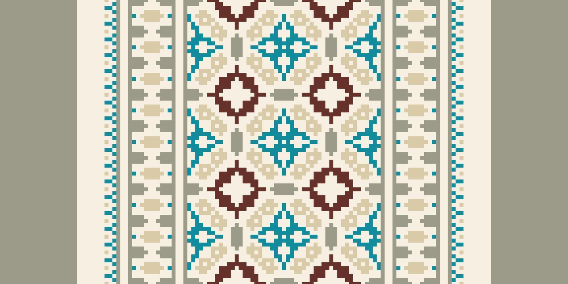 Salwar Pattern Seamless Bandana print silk Motif embroidery, Pixel Ikat embroidery Design for Print scarf hijab pattern kerchief Pixel Ikat Silk kurti model mughal patterns vector
