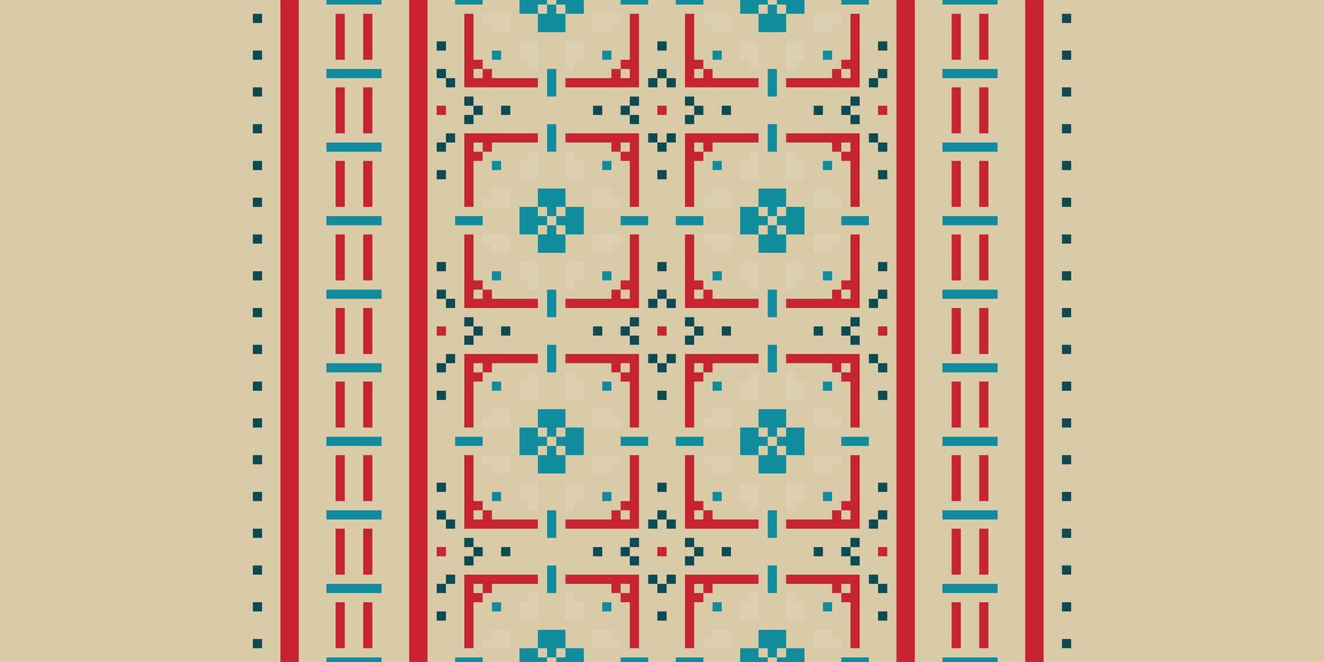 Salwar Pattern Seamless Bandana print silk Motif embroidery, Pixel Ikat embroidery Design for Print indonesian batik motif embroidery native american kurta mughal design vector