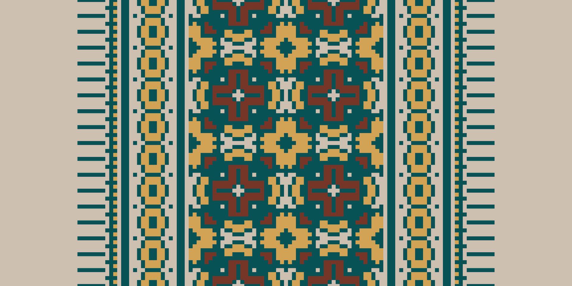 Dupatta Pattern Seamless Scandinavian pattern Motif embroidery, Pixel Ikat embroidery Design for Print scandinavian pattern saree ethnic nativity gypsy pattern vector