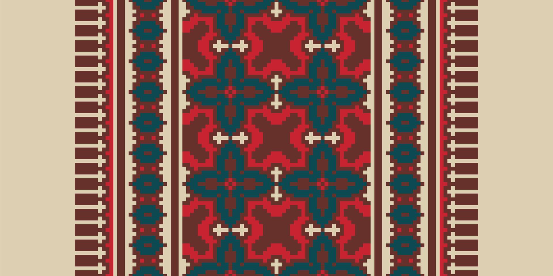 Salwar Pattern Seamless Bandana print silk Motif embroidery, Pixel Ikat embroidery Design for Print endless arabesque cloth dupatta shawl bandana print silk kurta men vector