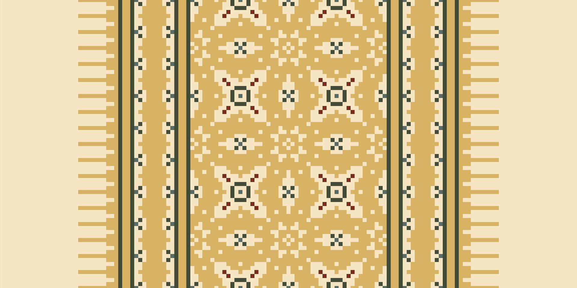 Motif folklore pattern Seamless Native American, Motif embroidery, Pixel Ikat embroidery Design for Print figure tribal ink on cloth patola sari vector