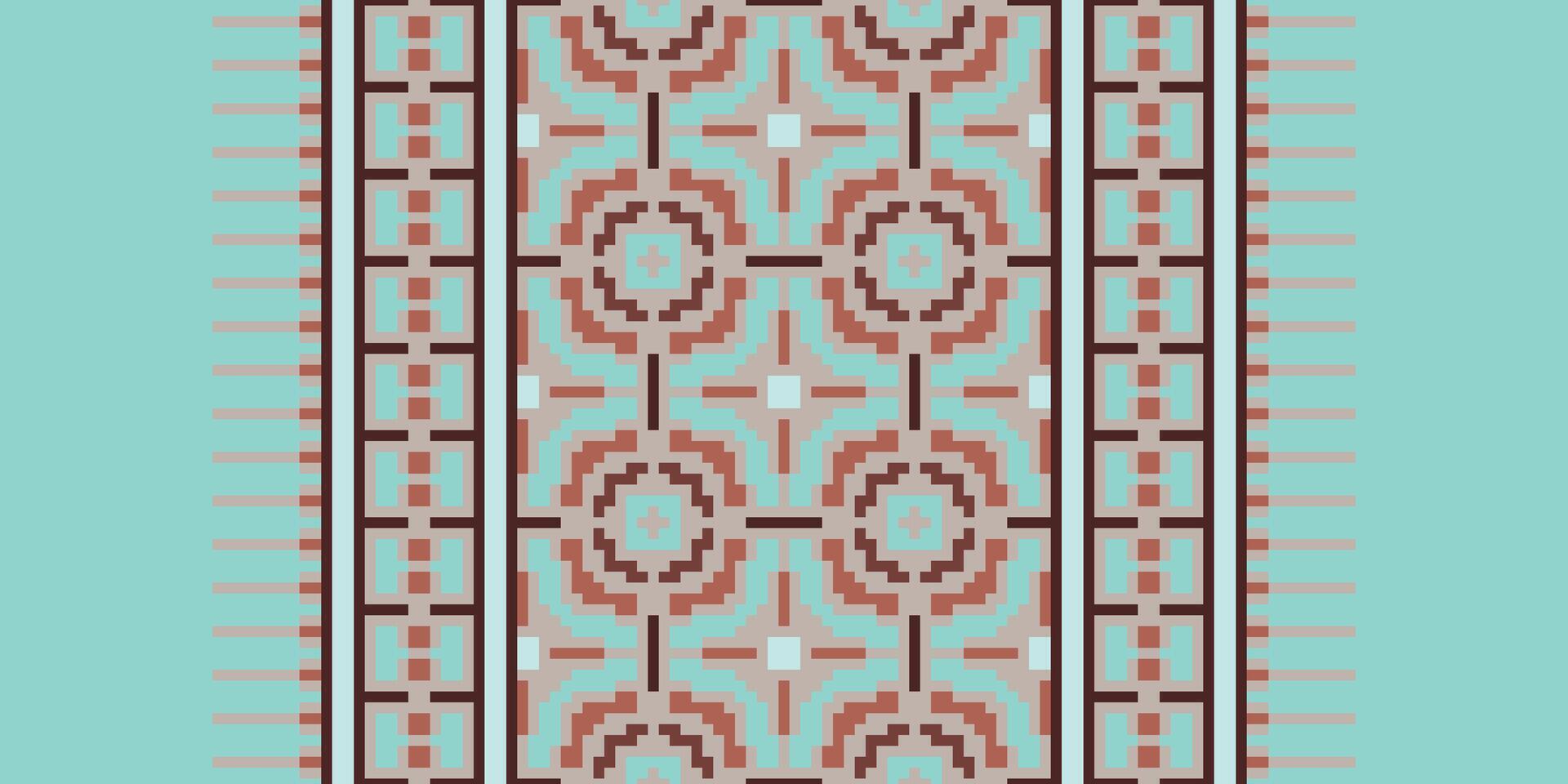 Salwar Pattern Seamless Bandana print silk Motif embroidery, Pixel Ikat embroidery Design for Print pattern vintage flower folk navajo patchwork pattern vector