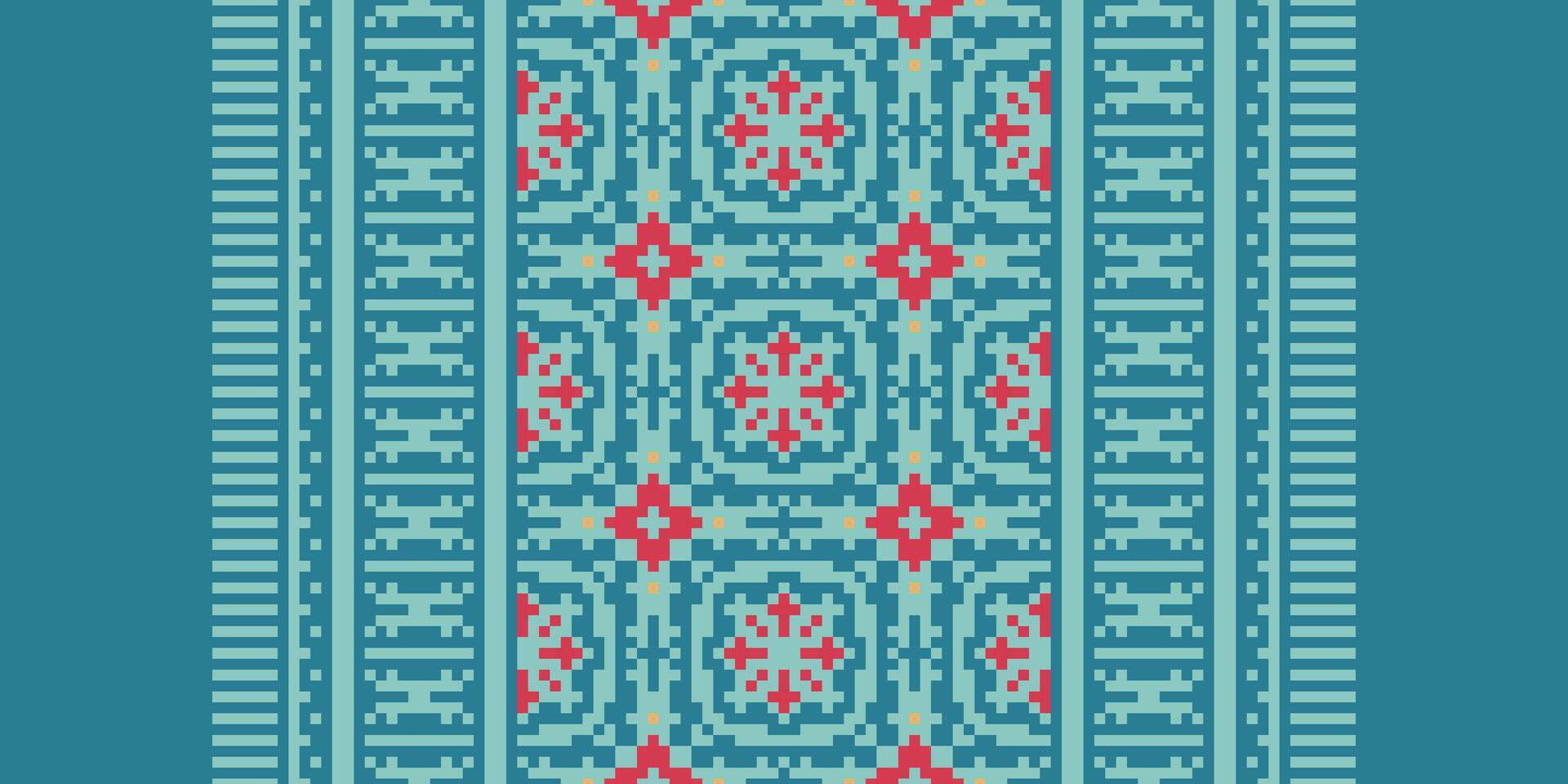 Salwar Pattern Seamless Scandinavian pattern Motif embroidery, Pixel Ikat embroidery Design for Print kurta pattern mughal motifs tapestry pattern floral repeat vector