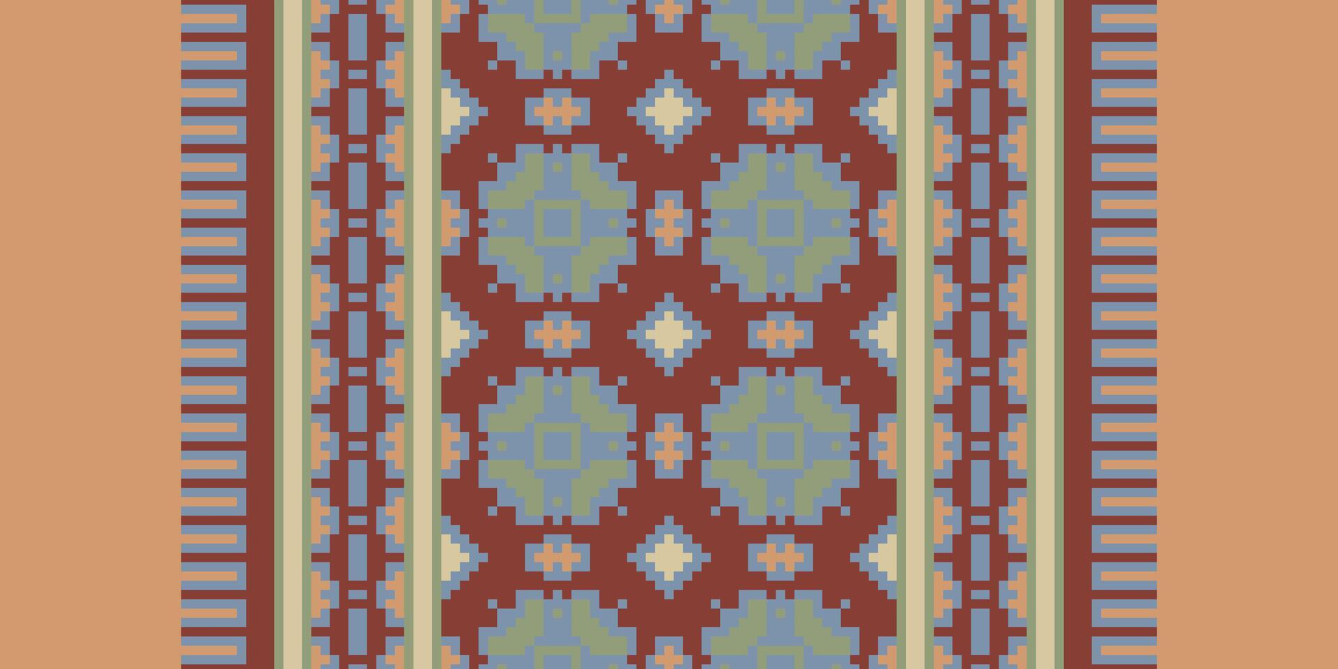 Silk fabric Patola sari Pattern Seamless Mughal architecture Motif embroidery, Pixel Ikat embroidery Design for Print figure tribal ink on cloth patola sari vector