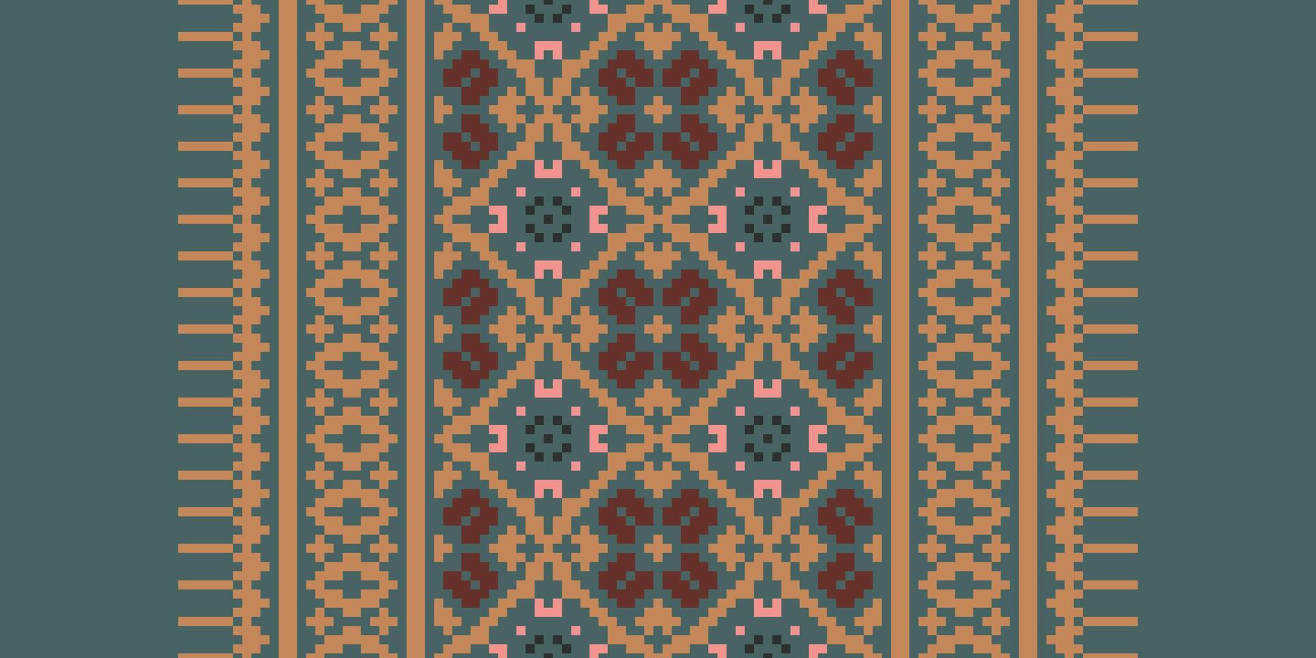 Anarkali Pattern Seamless Scandinavian pattern Motif embroidery, Pixel Ikat embroidery Design for Print pattern vintage flower folk navajo patchwork pattern vector