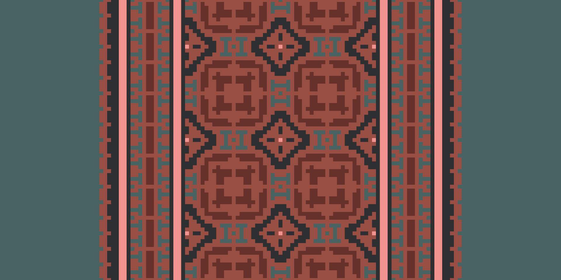 Anarkali Pattern Seamless Scandinavian pattern Motif embroidery, Pixel Ikat embroidery Design for Print tapestry floral kimono repeat pattern lacing spanish motif vector