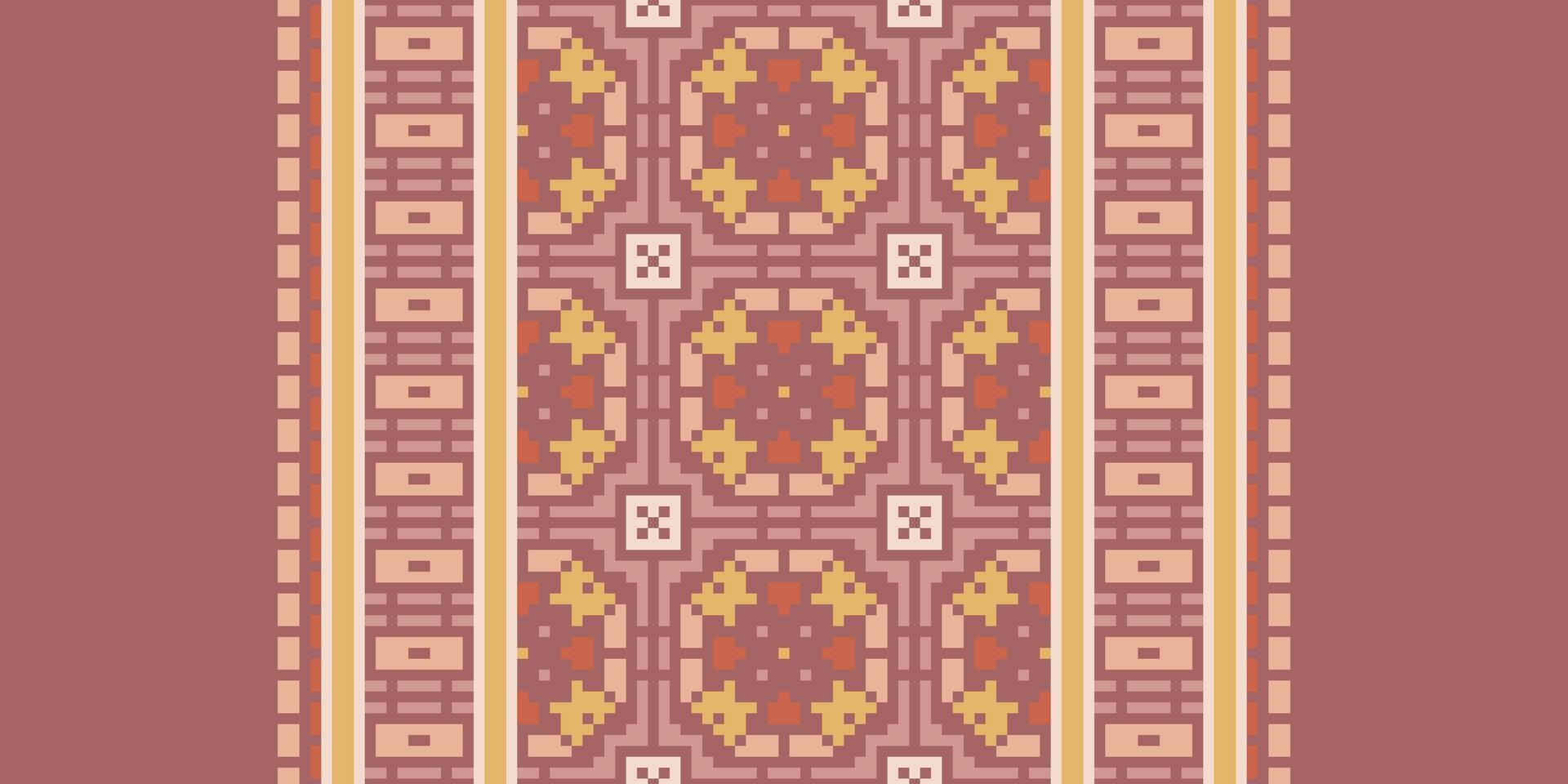 Anarkali frock design Seamless Native American, Motif embroidery, Pixel Ikat embroidery Design for Print indonesian batik motif embroidery native american kurta mughal design vector
