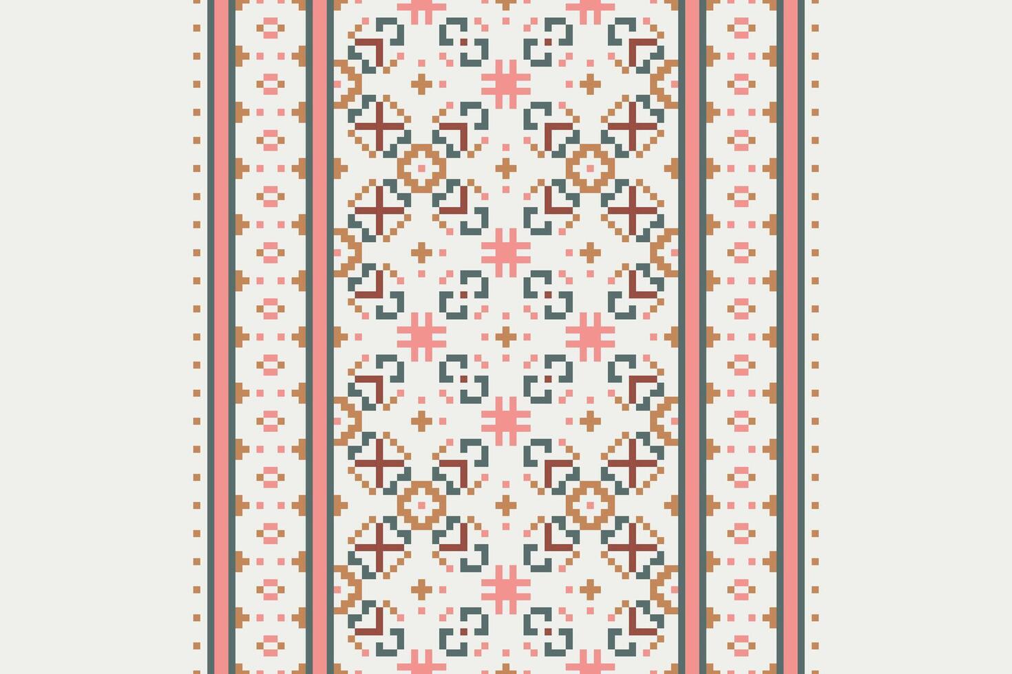 Anarkali frock design Seamless Bandana print silk Motif embroidery, Pixel Ikat embroidery Design for Print Texture fabric saree sari carpet. kurta patola saree vector
