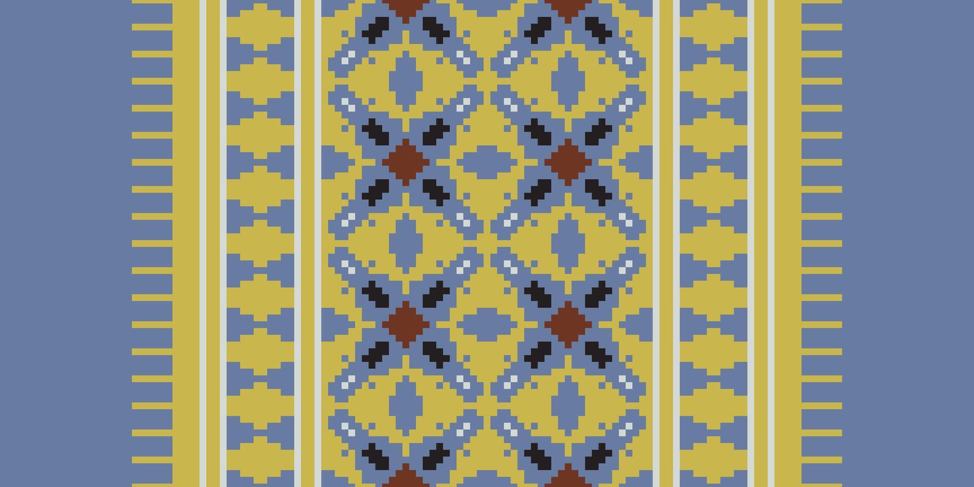 Silk fabric Patola sari Pattern Seamless Scandinavian pattern Motif embroidery, Pixel Ikat embroidery Design for Print border embroidery ancient egypt vector